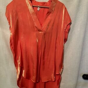 Glam Shiny Orange Blouse Size L